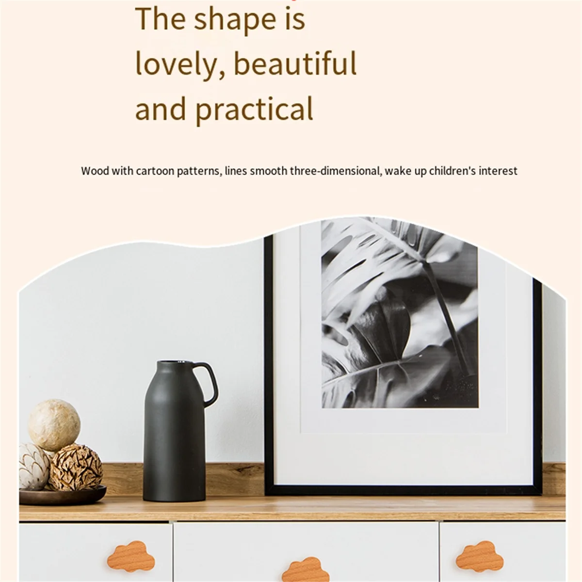 ABJZ 6 قطعة سحابة شكل مقابض لقطع الأثاث القمر درج مقابض خشبية سحابة الأطفال الديكور خزانة الخشب تسحب المقابض مجموعة