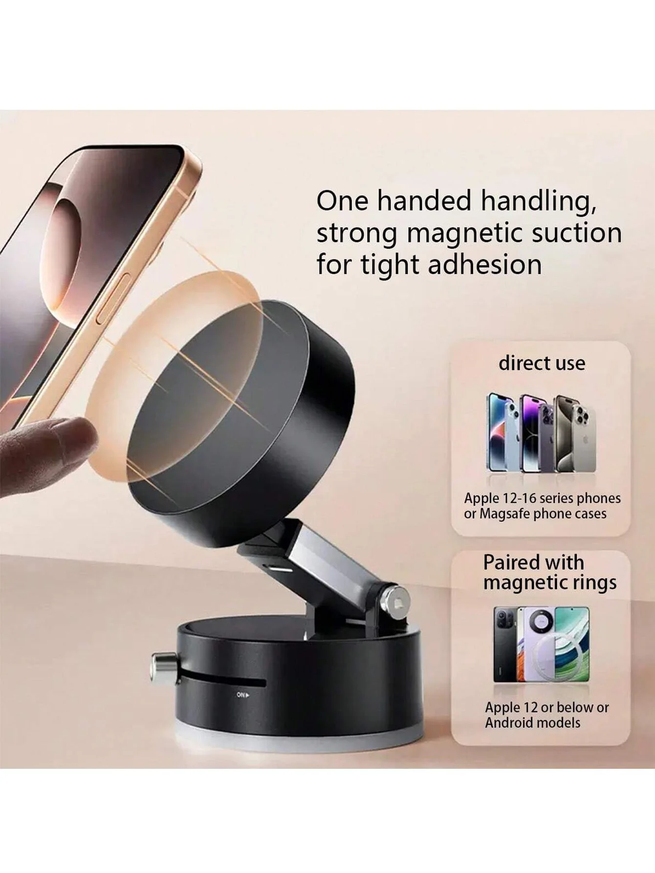 Vacuum Magnetic Phone Holder, Desktop Foldable and Extendable Lazy Magnetic Car Mount, 1 Piece