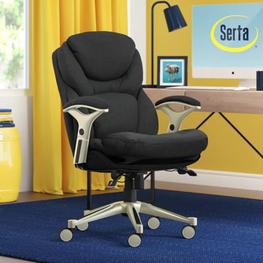 Claremont Executive Office Chair: Back-In-Motion Technology, Ergonomic Mid-Back with Pivot Lumbar Seat Support, Plush Cushion,