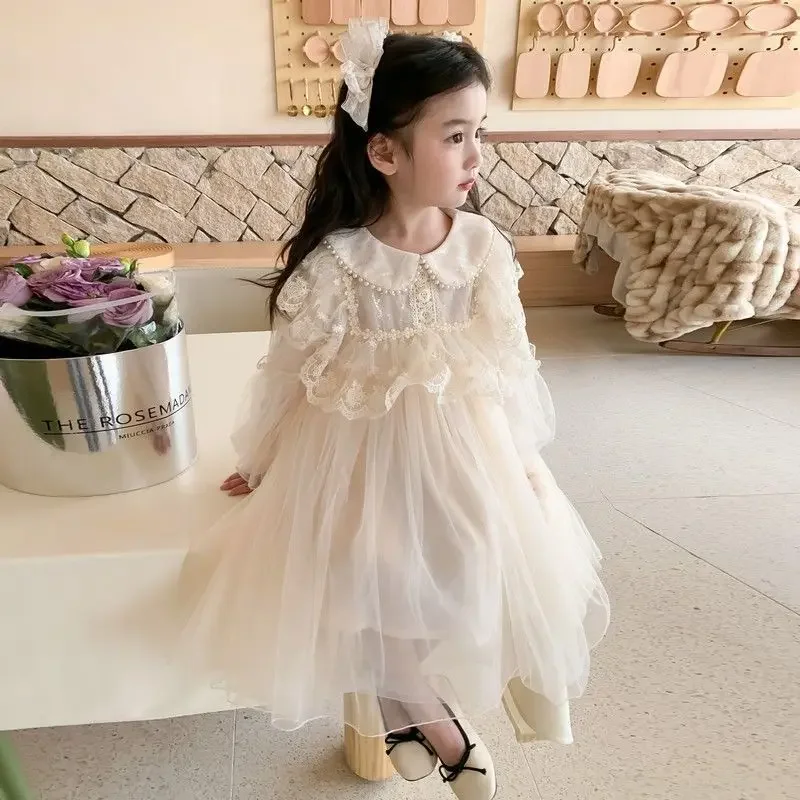 

Solid Long Sleeve Dresses Spring Autumn Elegant Fashion Harajuku Slim Fit Children Clothes Loose Casual All Match Princess Dress