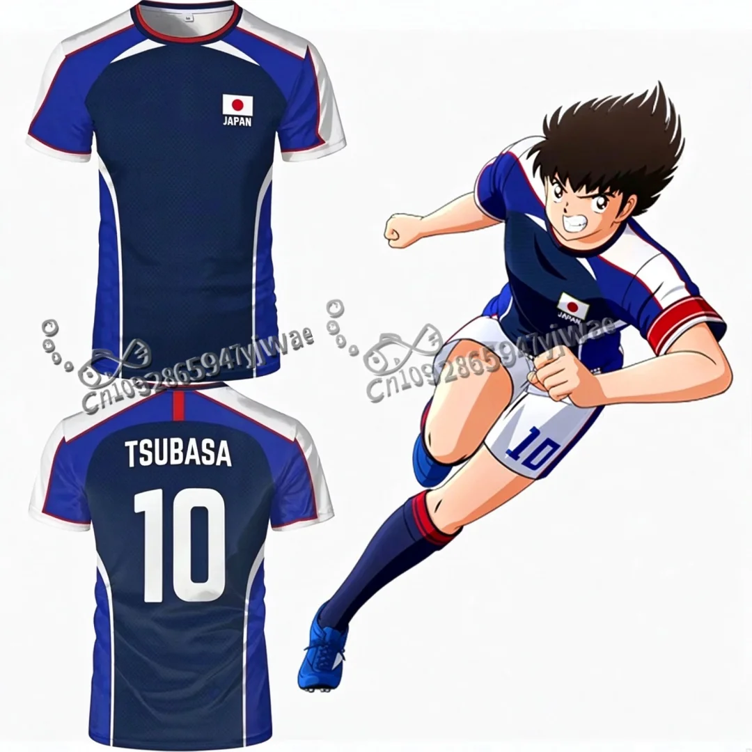 Anime Captain Tsubasa Japanese Flag Jersey Tee Shorts Set Breathable Quick-Dry Sportwear For MenWomen Kid Tshirt Set 2 Piece Set