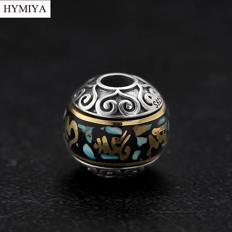 100% 925 Silver Tibetan Six Words Proverb Beads Sterling Buddhist OM Mantra Jewelry Loose Beads DIY Jewelry Findings