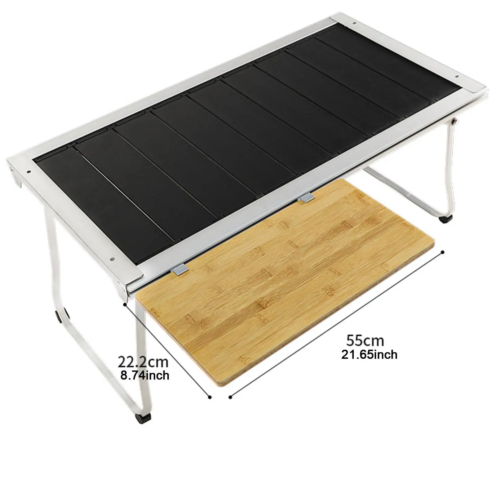 Picnic Grilling Table Slide Top Expansion Board Bamboo Portable Extension for Camping Beach RV Outdoor