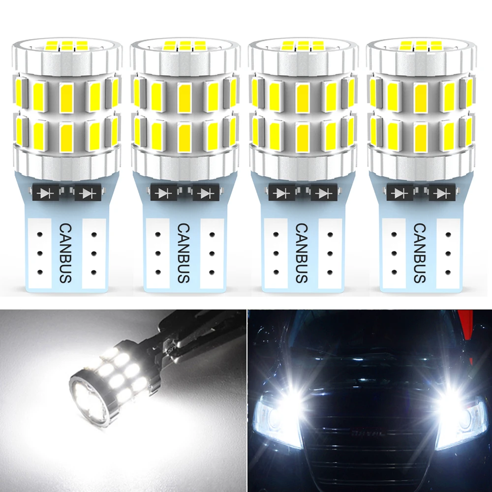 4pcs T10 W5W Led Canbus 168 194 Base Socket Interior Light Clearance Bulbs Side Marker Lamp High Power 3014 SMD Error Free 12v