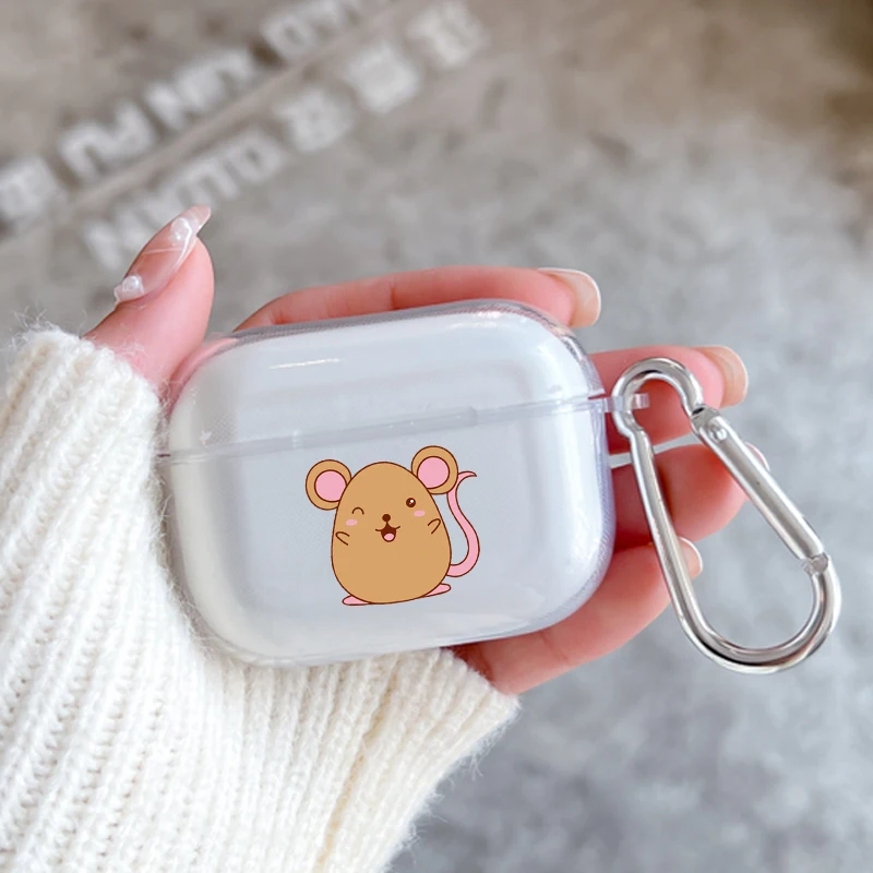 Earphone Case For Airpods 4 3 2 1 Pro3 Pro2 Shockproof With Keychain For Airpods 4 Clear Cover Kawaii Cute Cartoons Panda Flower