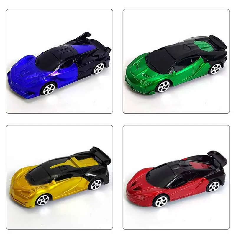 5 Stuks Kinderpuzzelspeelgoed Creatieve Simulatie Plastic Mini Snoepkleurige Coole Raceauto 'S Trekken Auto Speelgoedmodel Jongensgeschenken Terug