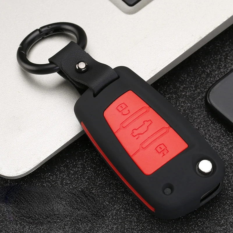 ABS Carbon Fiber Silicone Car Key Case Cover for Audi A3 A4 A5 C6 C7 8L 8P B6 B7 B8 Q3 Q7 TT S3 3 Buttons Remote 5