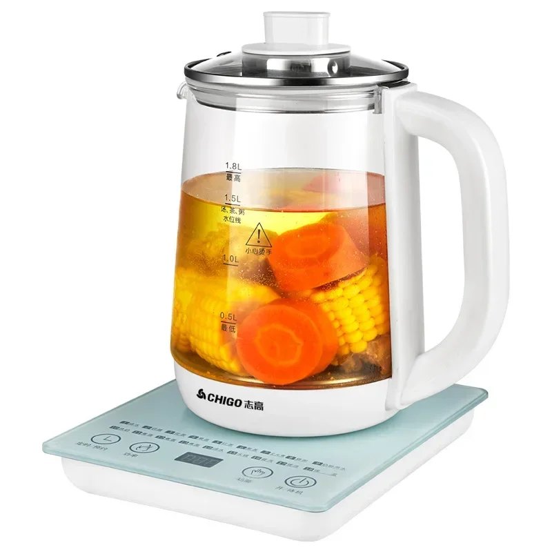 220V 1.8L Multifunctional Touch Screen Electric Glass Kettle Water Boiling Tea Porridge Soup Stewing Healthy Pot Cooker