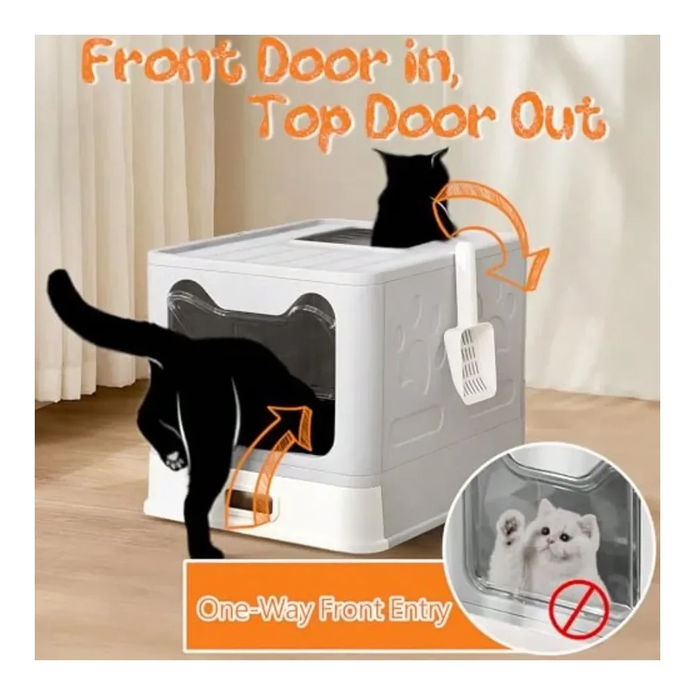 

Cat Litter Box Litter Box Cat AccessoriesCat Litter Box With Lid Top Exit Covered Metal Stainless Steel Litter Box Leak Proof An