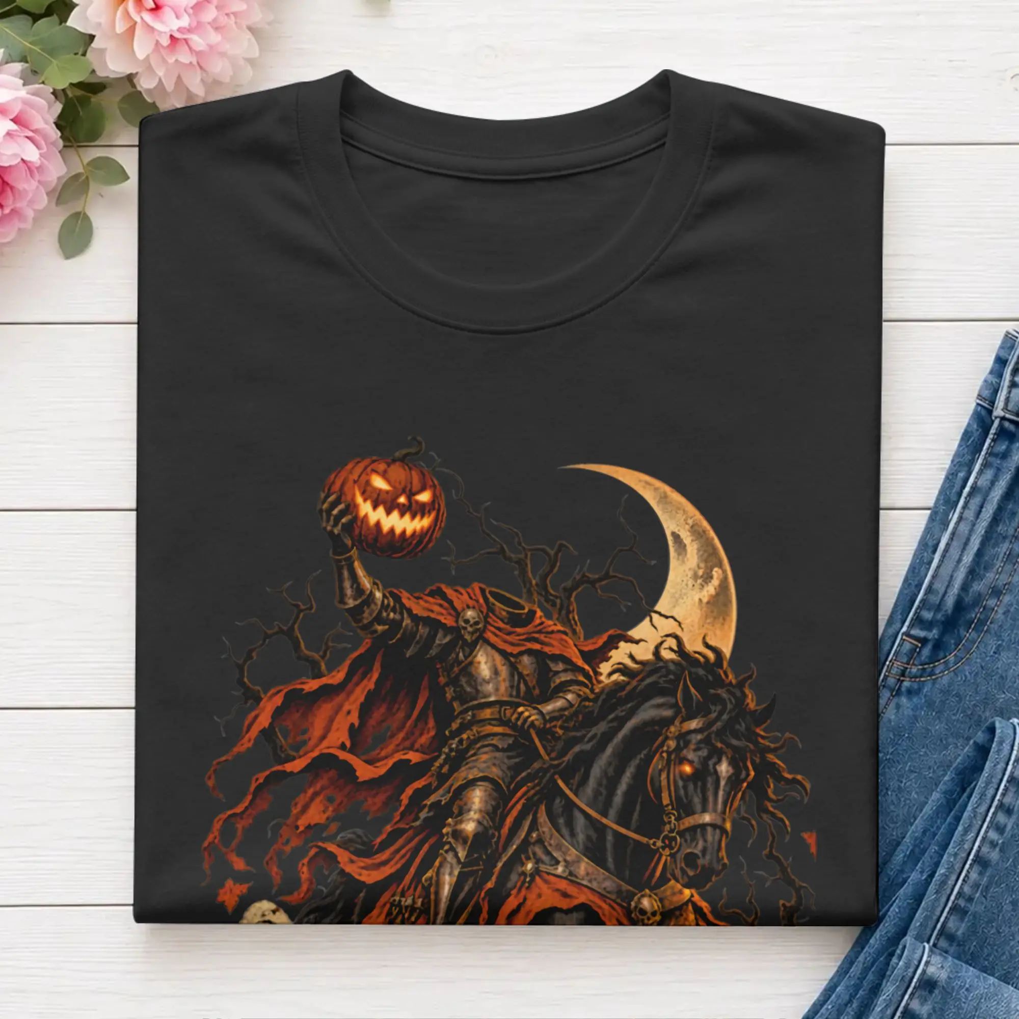 Headless Knight On Horse Pumpkin T Shirt Summer  Cotton T Shirts For Men Novelty Casual Tee Shirt Short-Sleeve Awesome Tops