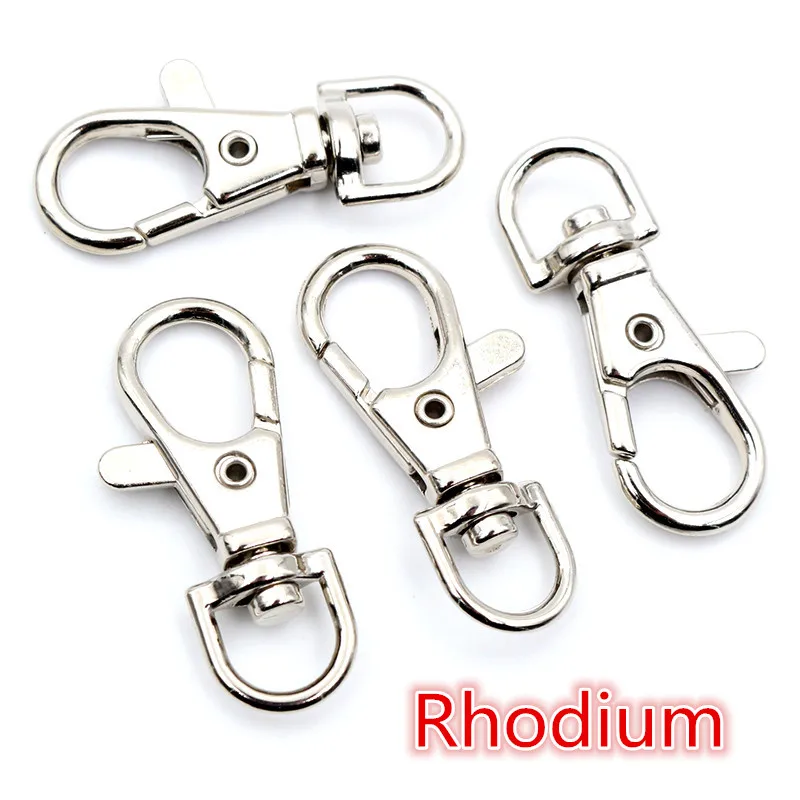 10pcs/lot 32mm 36mm 38mm Rhodium Plated Jewelry Findings,Lobster Clasp Hooks for Necklace&Bracelet Chain DIY