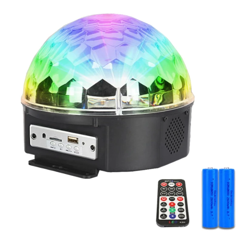 

RISE-Disco Ball Party Lights 9-цветные светодиодные сценические светильники Bluetooth с звуковой активацией, вращающийся свет с дистанционным воспроизведением MP3 (вилка европейского стандарта)