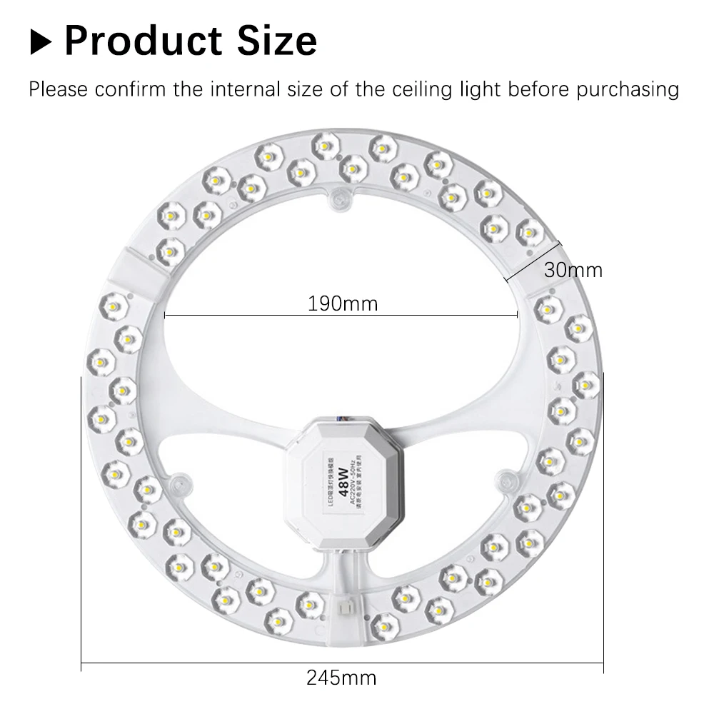 Imagem -02 - Painel de Luz de Teto Led 220v Módulo de Substituição 48w Círculo Redondo Placa de Painel de Luz Led 6000k 4000k para Lâmpadas de Ventilador de Teto