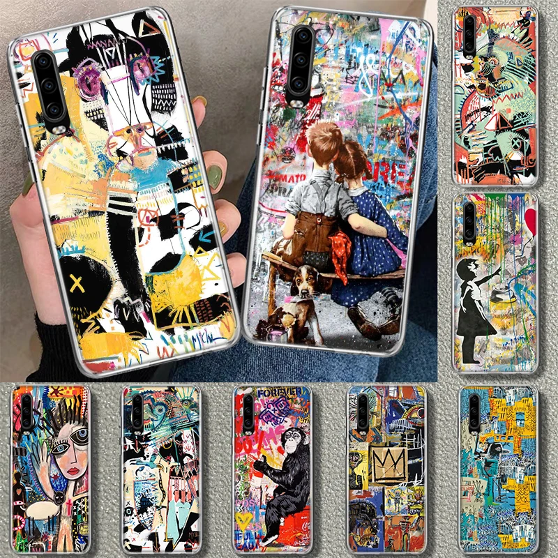 INS Street Graffiti Oil Painting Phone Case Cover For Huawei P30 P20 P40 P10 P50 Mate 20 40 30 10 Pro Lite Art Gift Fundas Coque