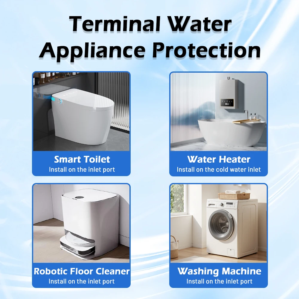 Briskspring Advanced 2 في 1 فلتر مسبق للمياه مضاد للمياه، منقي مياه الصنبور المنزلي يزيل الشوائب ويمنع مقياس الكلس