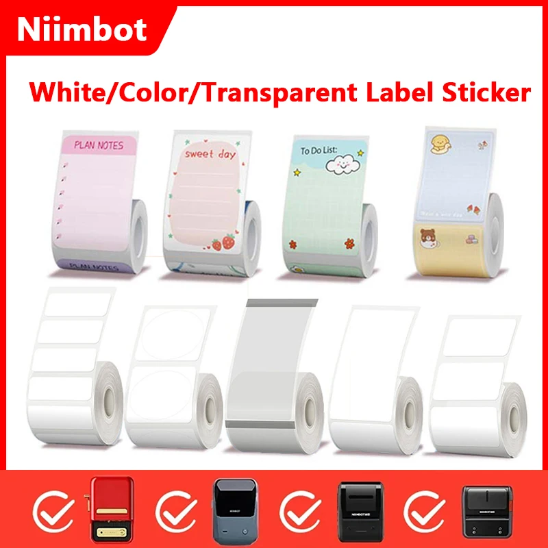 NIIMBOT White/Color/Transparent Label Adhesive Sticker Waterproof Paper Barcode Code Maker For B21 B1 B3s Mini Thermal Printer