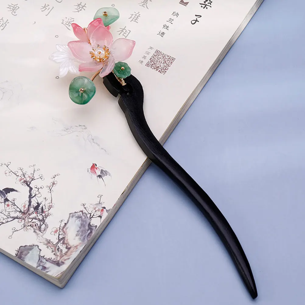 

Lotus Hairpin Wooden Vintage Chopstick Women Accessories Stylish Delicate Unique Creative Elegant Decorative Ancient Chinese
