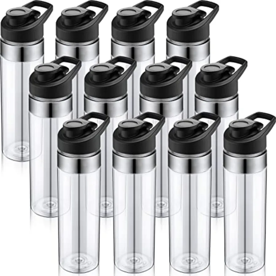 

12 Pack Water Bottle Bulk 20 oz Plastic Sports Water Bottles Reusable with Leakproof Lid for Outdoor School Office Gym Cycling