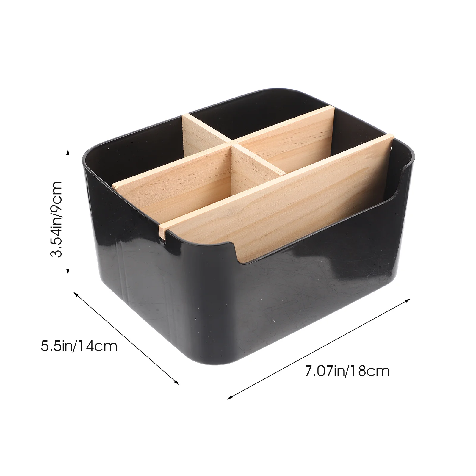 Bamboo Wood Makeup Organizer Box Small Storage Case for Countertop Desktop Skincare Organizer with Multi-Grid Design