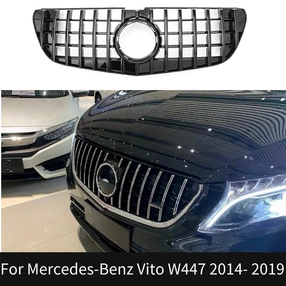 MagicKit For Mercedes-Benz Vito W447 Front BumperGT  Panamericana Style Grill Gloss Black 2014-2019 Tuning