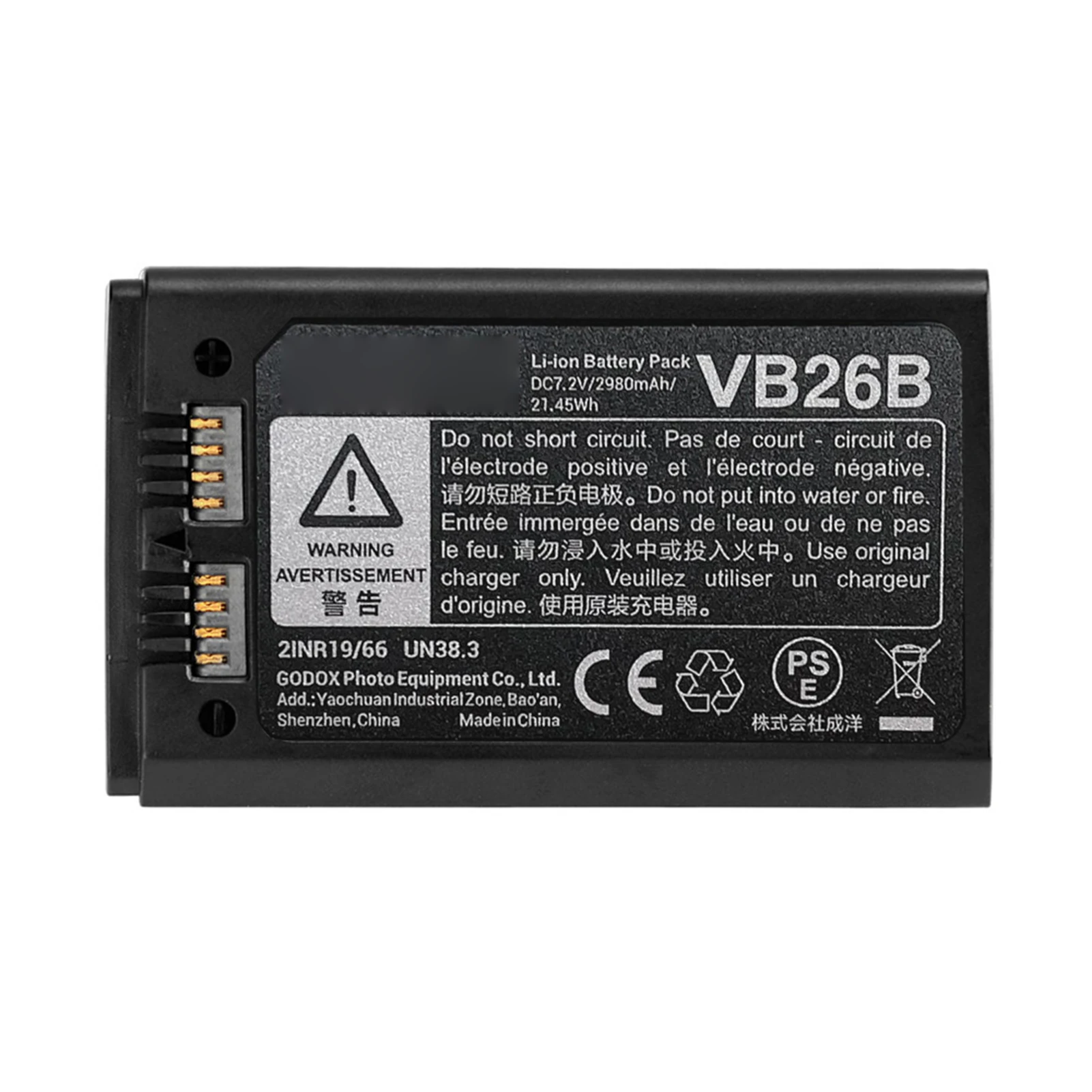 Godox vb26b bateria de íon-lítio 7.2v 2980mah 21.45wh bateria de substituição para godox v1s v1c v1n v1f v1o v1p cabeça redonda flash speedl