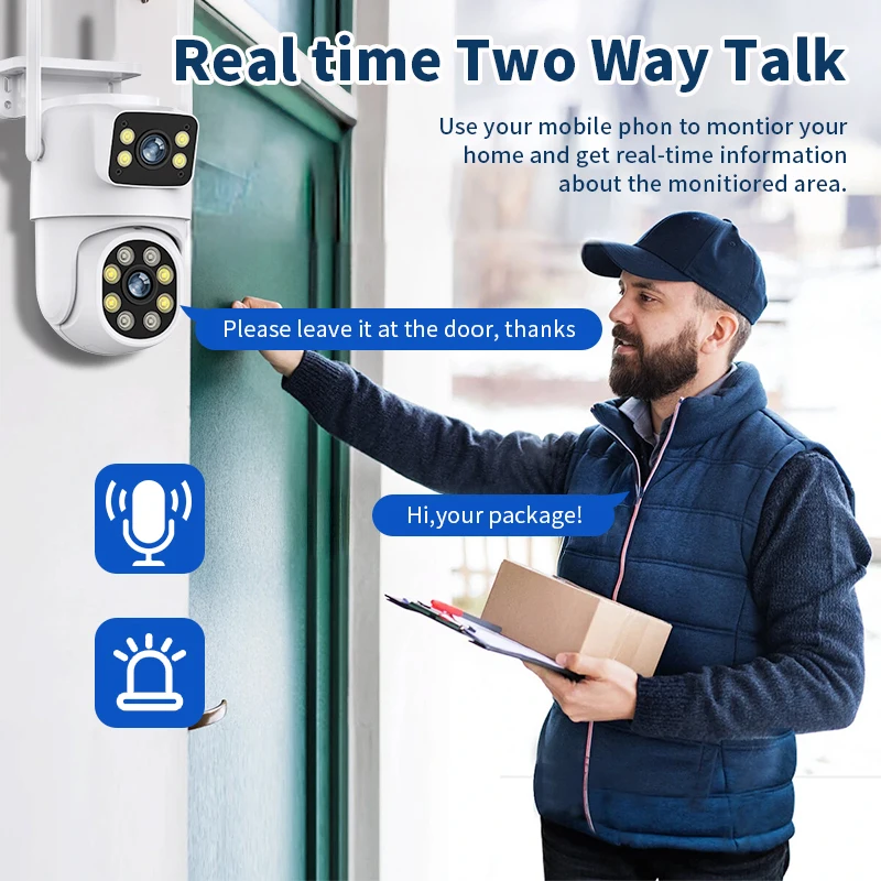 كاميرا تكبير 6x، عدسة مزدوجة 4K 8MP كاميرا شبكة خارجية IP66 عالية الوضوح، رؤية ليلية تتبع تلقائي AI