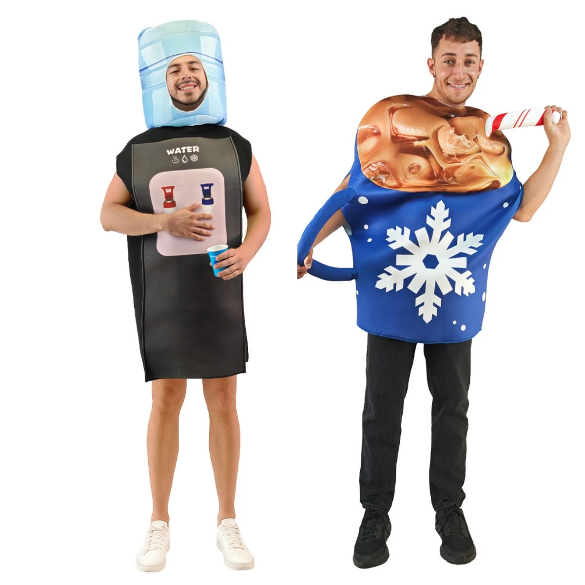 أزياء تنكرية ثلاثية الأبعاد للهالوين للرجال والنساء على شكل كوب كوكا كولا وكوب شوكولاتة ساخنة وموزع مياه للعروض المسرحية