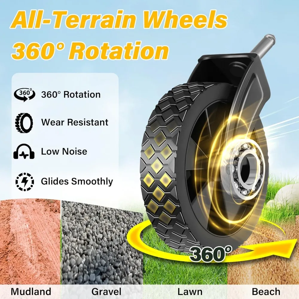 Carro plegable todo terreno con capacidad de 360 LBS, 2 portavasos, portátil para playa, camping, jardín