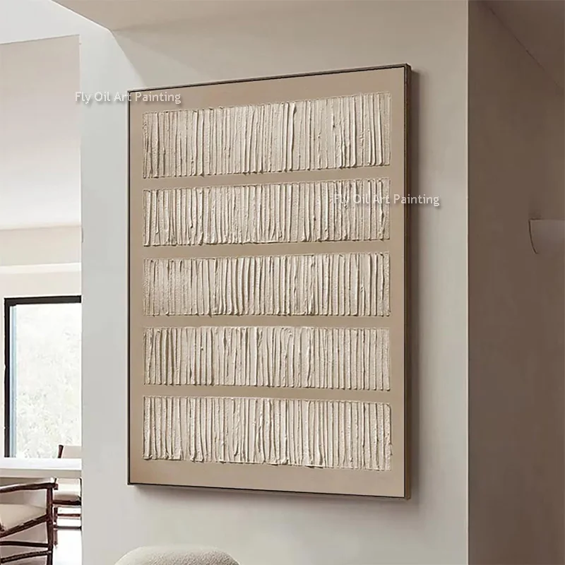 Special Beige White Abstract Texture Thick Wall Art Decor For Home New Hand Made Brown Beige Canvas Oil Painting Original Artwor