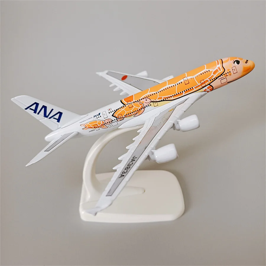 14*16cm Air Japan ANA Airlines Cartoon Sea Turtle Airbus 380 A380 Airways Metal Alloy Diecast Airplane Model Plane Aircraft