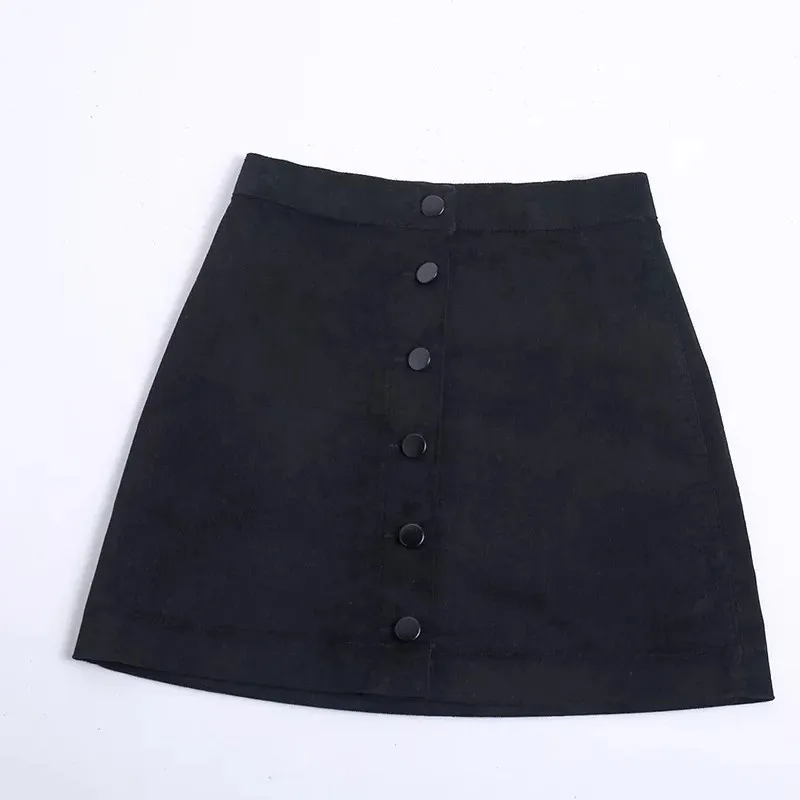 

Bella Philoy spring summer women's A-Line empiresoph corduroy button skirt black pink green