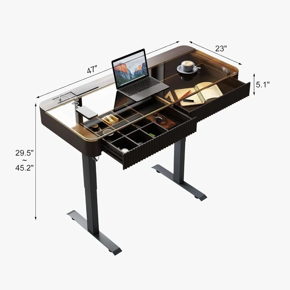 Electric Standing Desk with Laptop Drawer and USB Charging Port for Home Office