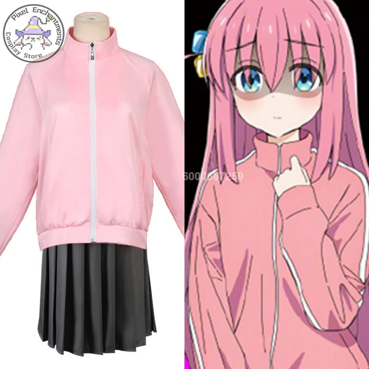 

Hot Bocchi The Rock Cosplay Costume Anime Bocchi Hitori Role Playing Clothes Pink Coat Skirt for Women Comic Con Halloween Party