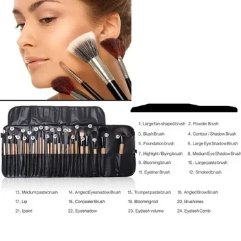 Dárková taška a houbička zdarma pro 24 ks sad štětců na make-up: kosmetické štětce, pudr na obočí, podkladové stíny, nástroje na líčení 6 nejlepší prodej hromadné štětce na make-up - №2