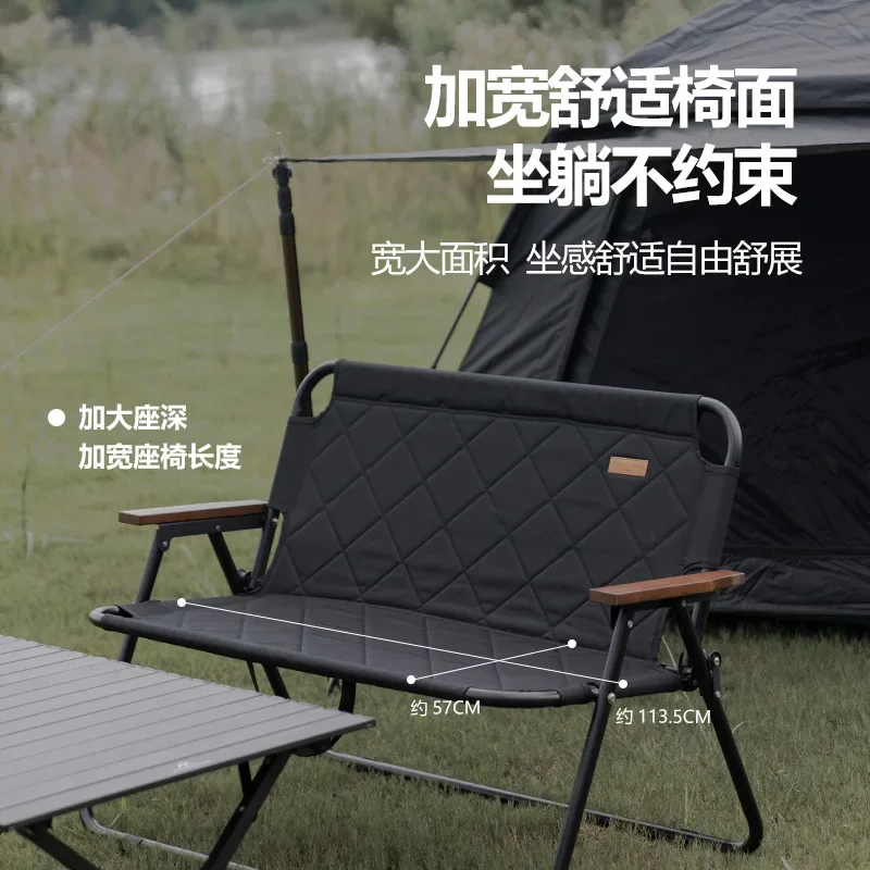 Outdoor portable double chair for two people Large camping folding storage