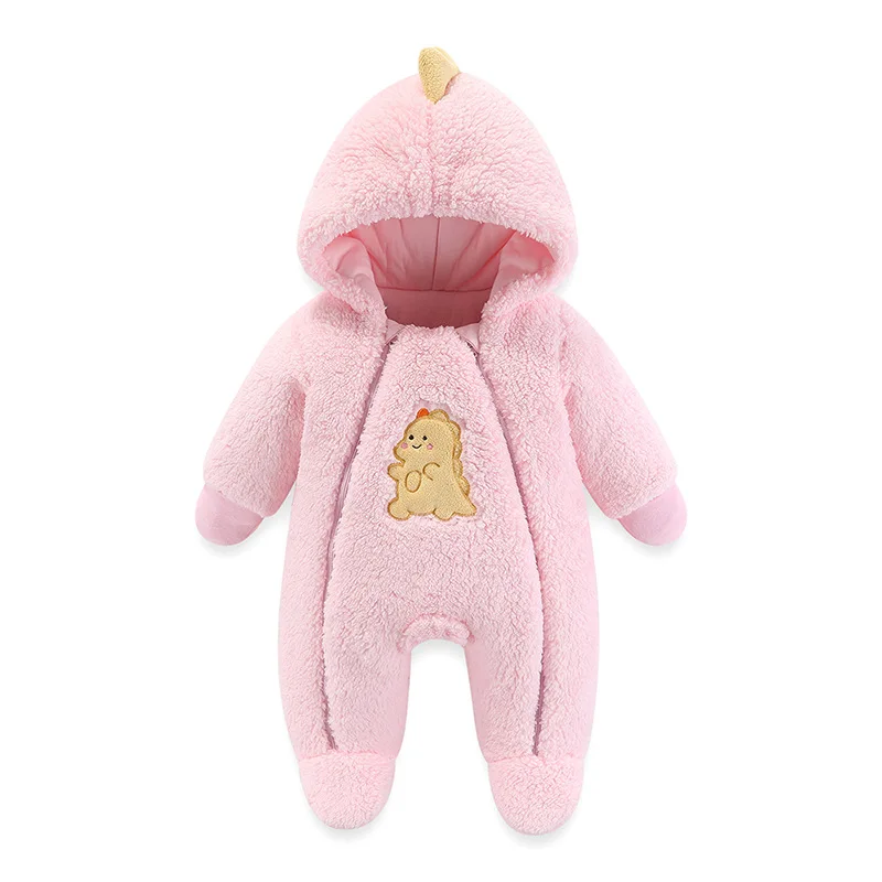 0 to 12 Months Newborn Baby Winter Romper Warm Hooded Infant Romper Thicken Soft Cotton Boys Jumpsuit Cartoon Baby Girl Clothes