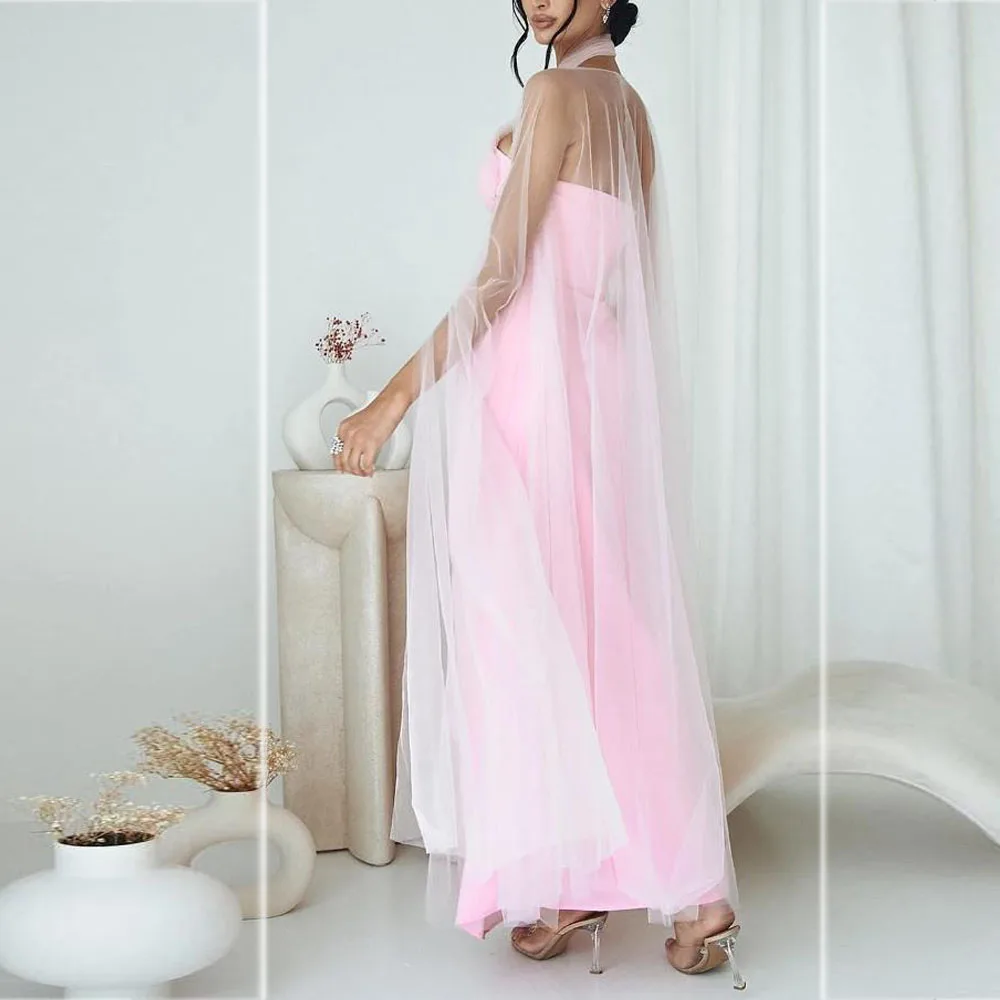 تخصيص الرسن Bodycon فساتين لحضور الحفلات الموسيقية الوردي طول الكاحل شيث فستان سهرة رسمي مع عمود الرأس العربية دبي فيستدوس