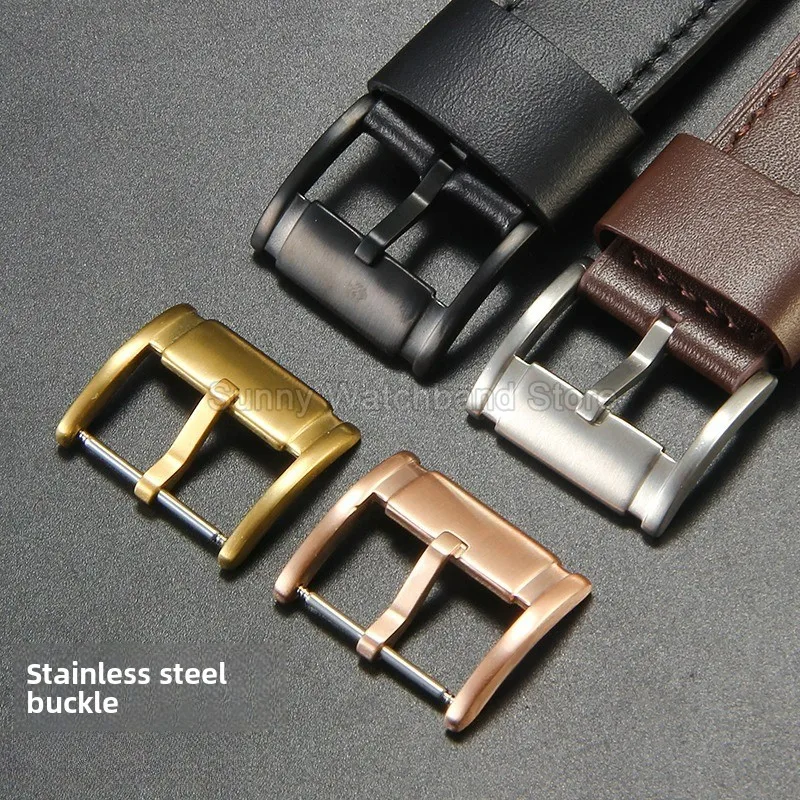 22 24 مللي متر أسود براون جلد البقر حزام ساعة اليد ل الأحفوري JR1424 JR1504 JR1401 FS4735 FS4812 ME3052 مرنة دائم إبرة مشبك