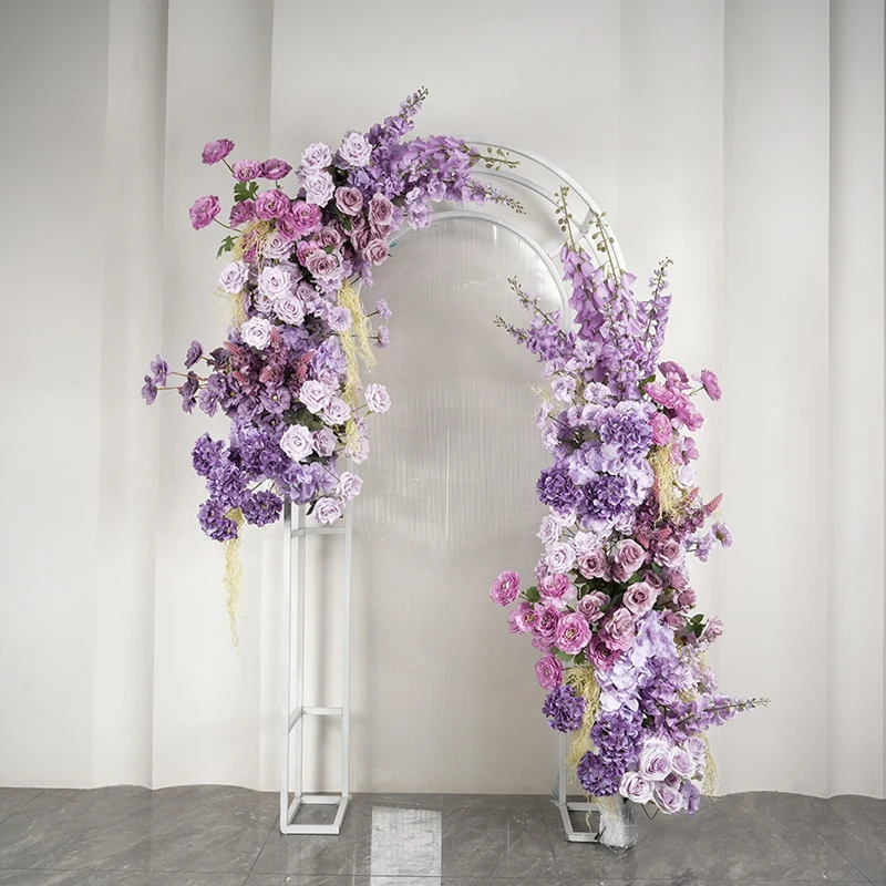 Purple Artificial Flowers Wedding Flower Row Decoration Floral Backdrop Decor Table Centerpiece Ball Hanging Floor Flower Row