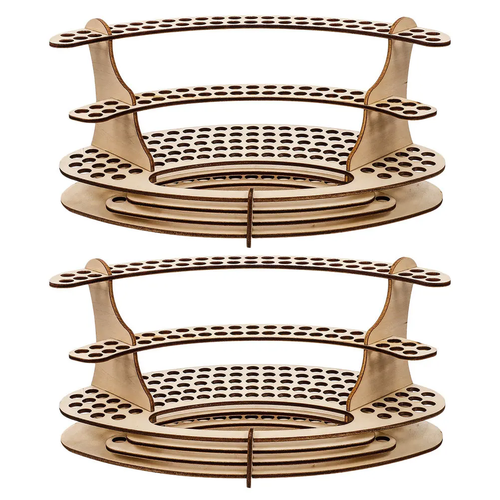 2Pcs Wooden Pen Display Rack Desktop Organizer Multi Slot Storage Stand Compact Pencil Holder Office Study Pen Holder