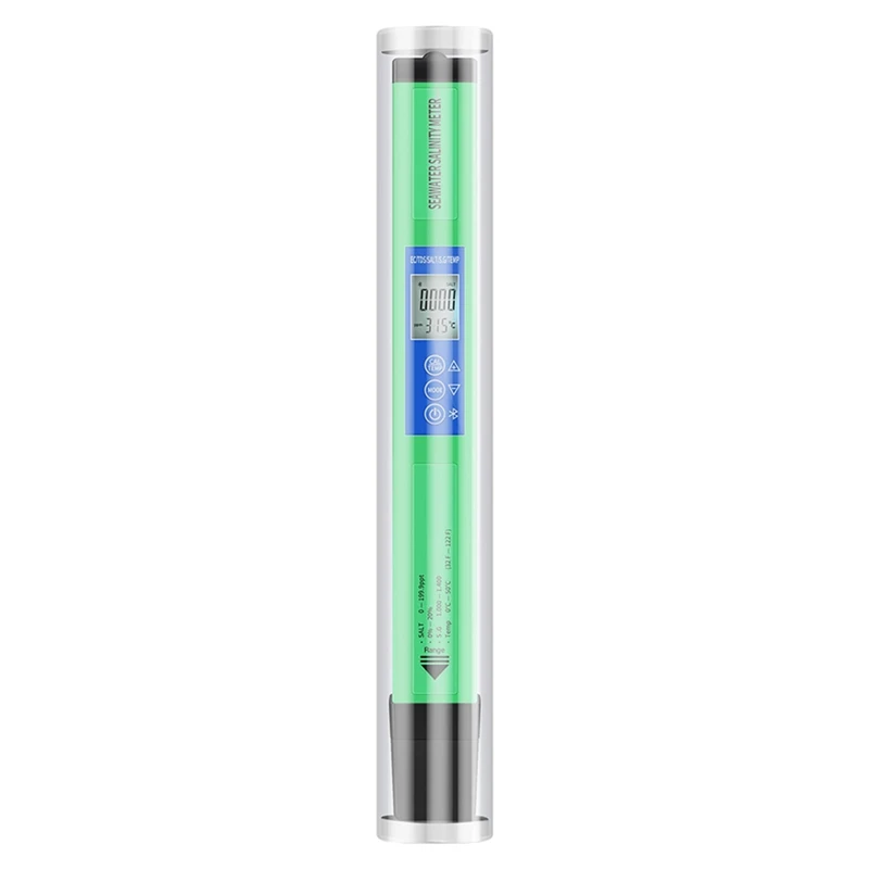 Probador de Calidad del Agua 5 en 1, medidor Digital de salinidad EC TDS S.G TEMP, Monitor de SAL para beber agua, piscina, acuario, hidropónico, verde