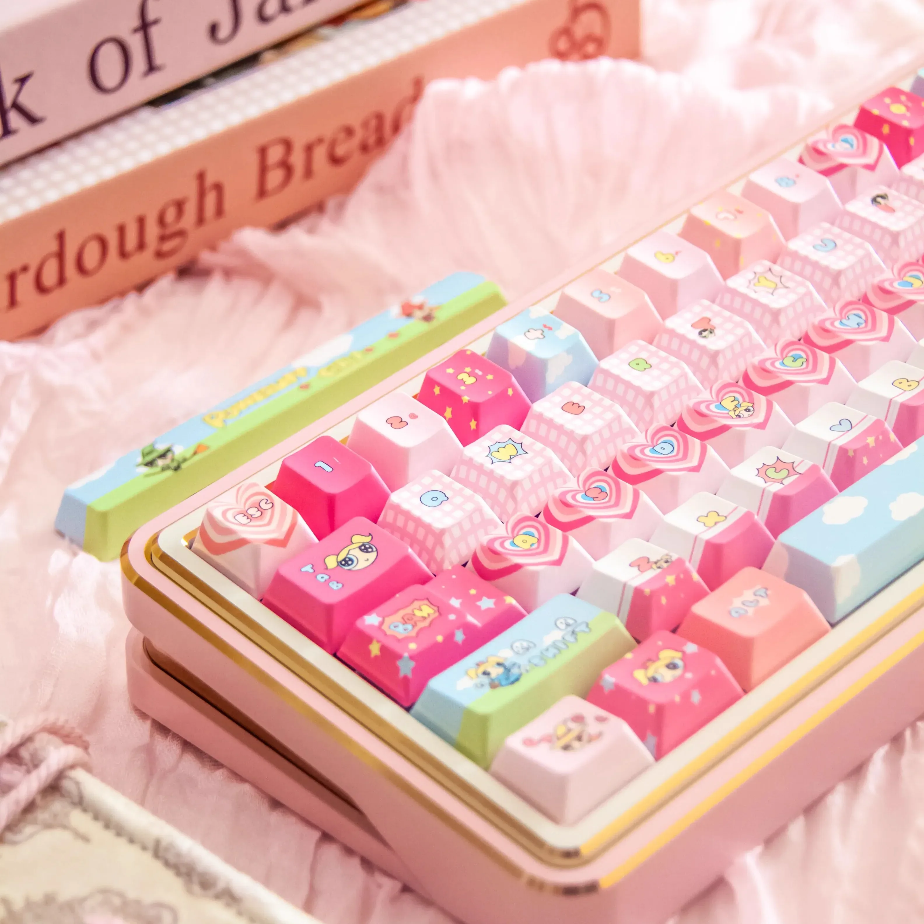 Cute Little Bee Keycaps Animation Character Little Policewoman 138Keys Cherry Pbt2.25/2.75/7U Space Bar Alice Layout Pink Keycap