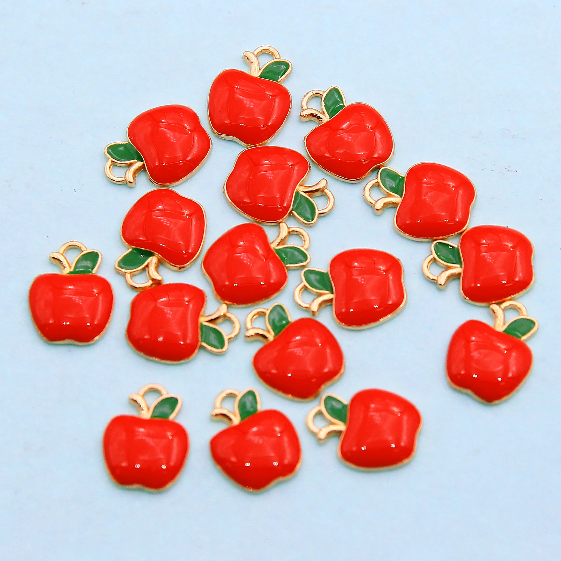 10pcs 15*11mm fruit red apple alloy pendant DIY handmade single hole necklace bracelet accessories jewelry