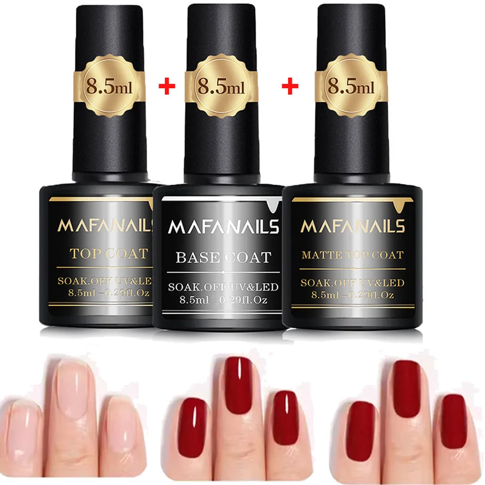 1/2/3 Uds Top, Base y capa mate Gel para decoración de uñas 8,5 ml esmalte de uñas de Gel semipermanente transparente Gel superior de manicura profesional