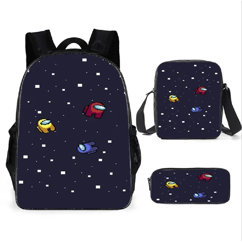 Juego de moda entre nosotros, mochila de Anime para niños, bolsas de lápices para niños, caja de papelería, mochila para ordenador portátil, regalos para niños de tres piezas S01