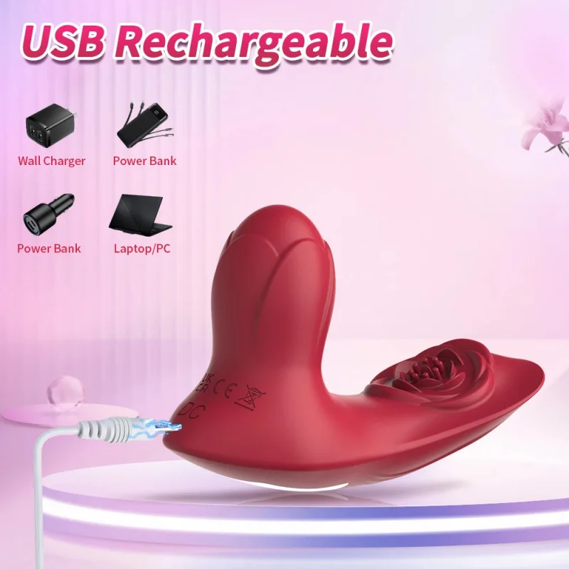 Rose Wearable Panty Vibrator Remote Control Clit G Spot Stimulator with Fixed Straps Female Masturbator Adult Sex Toys for Women