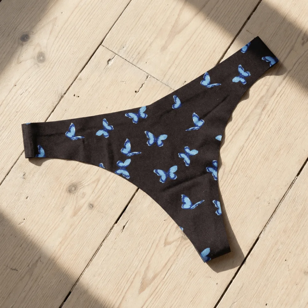 Süße Baumwoll-Unterwäsche für Damen, Lippen-Motiv, Niedriggeschnittener Nahtloser Tanga, Schmetterlings-Leoparden-Slip für Mädchen – Detail 6