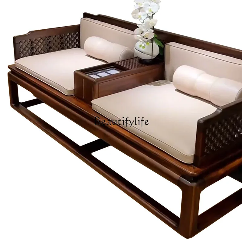 

*New Chinese Ebony Arhat Bed Solid Wood Zen Ming Style Bed Living Room Sofa Bed