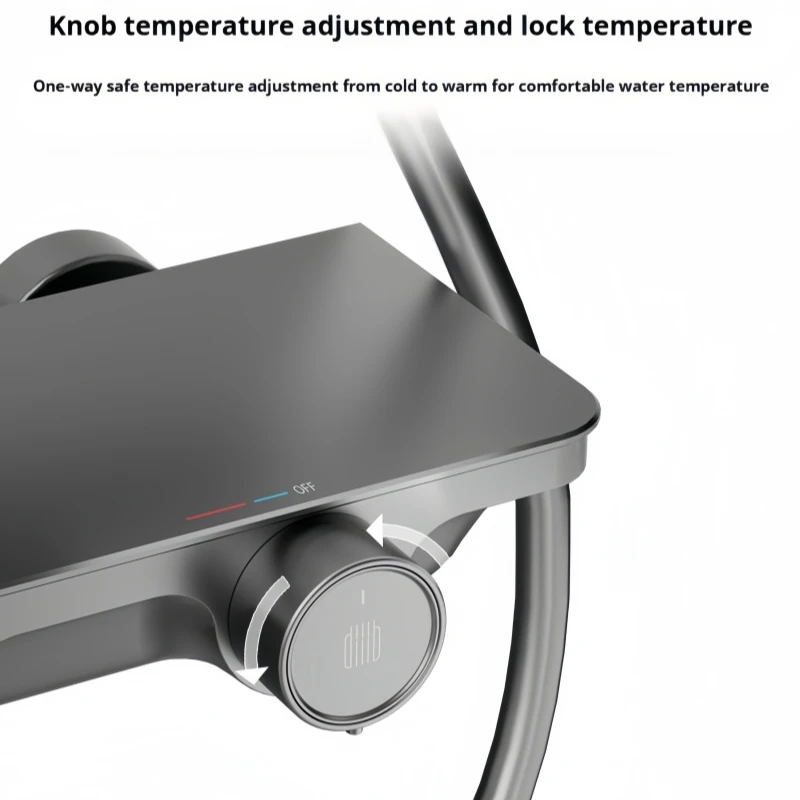 Set Sistem Shower Kamar Mandi Diiib Milk White/Gun Gray dengan Rak Penyimpanan Besar, Keran Mixer, Keran Mandi Air Panas Dingin, dan Fitur Smart Cold Start