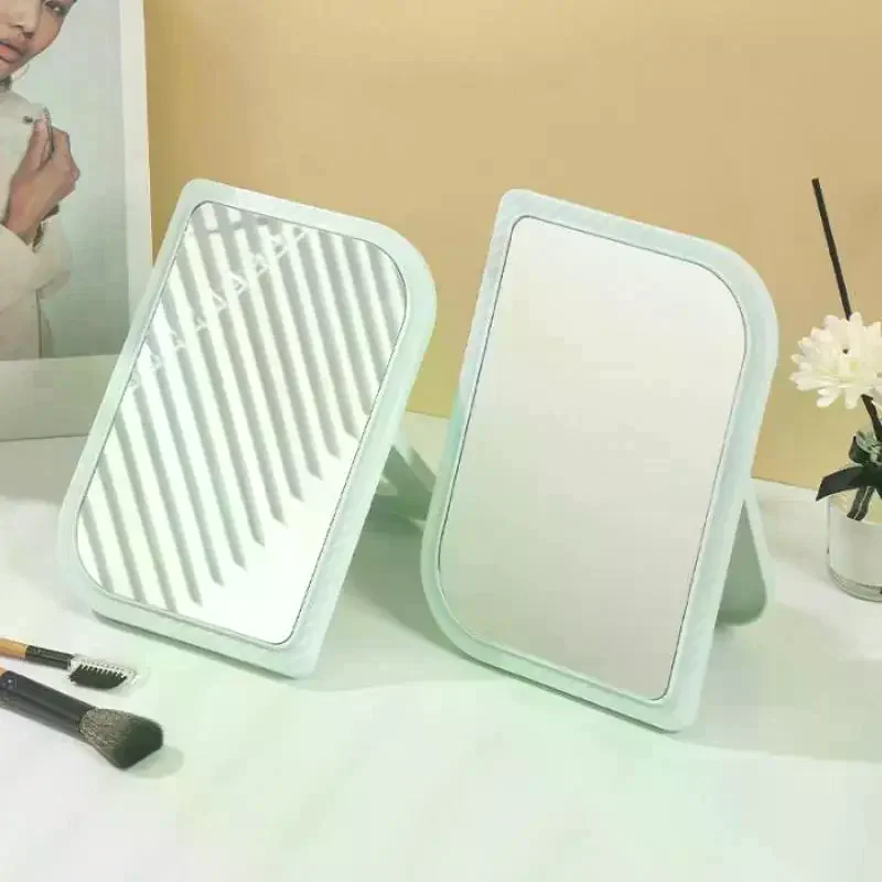 مرآة تزيين مربعة مع عدسة مكبرة عالية الوضوح قابلة للطي لسطح المكتب، مرآة مكياج محمولة متعددة الألوان #4